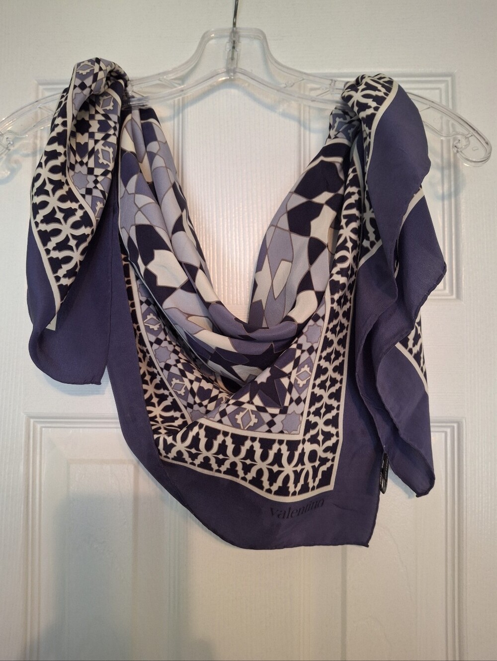 Valentino Vintage Geometric Pattern Square Scarf